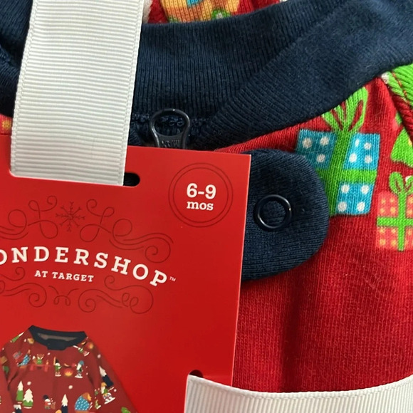 🆕 Wondershop Red Baby 1 Piece Christmas Pj Sleeper 6-9 Months - Picture 6 of 6